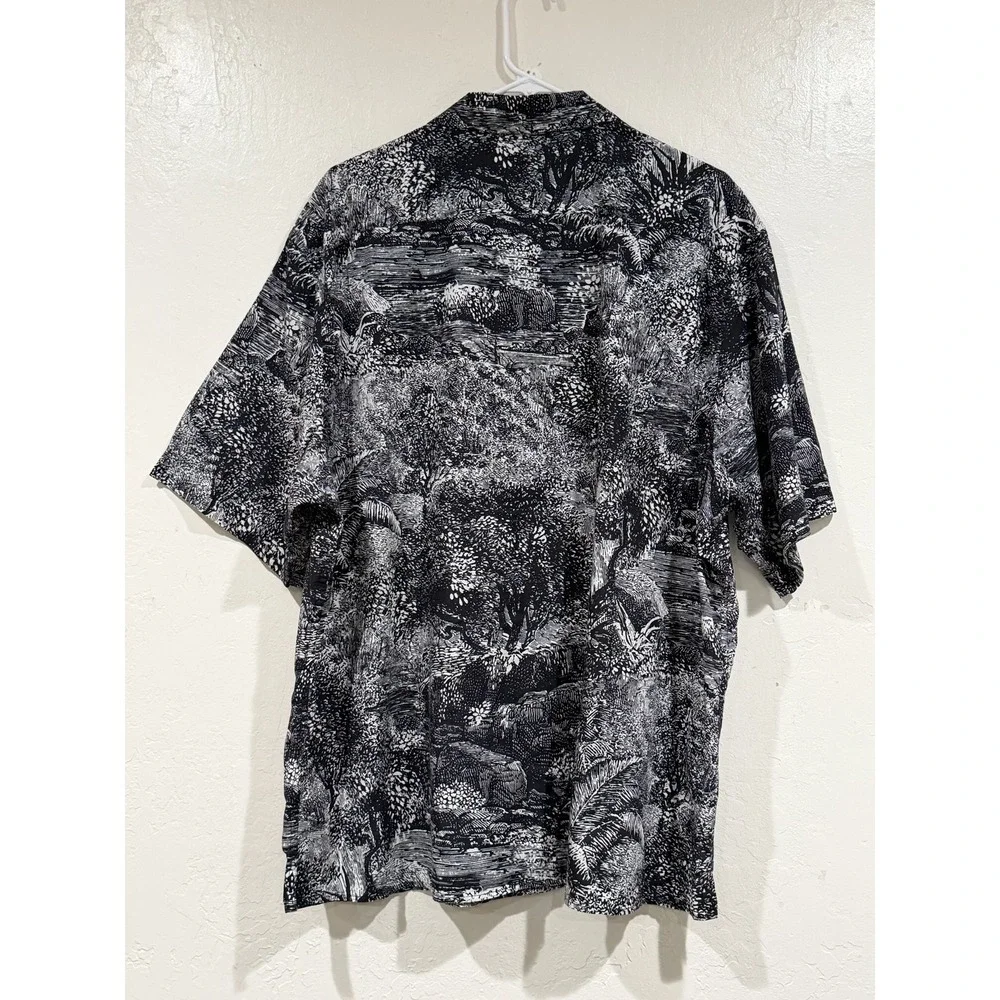 Banana Republic Organic Cotton Relaxed Fit Toile Landscape Camp Shirt Mens XL